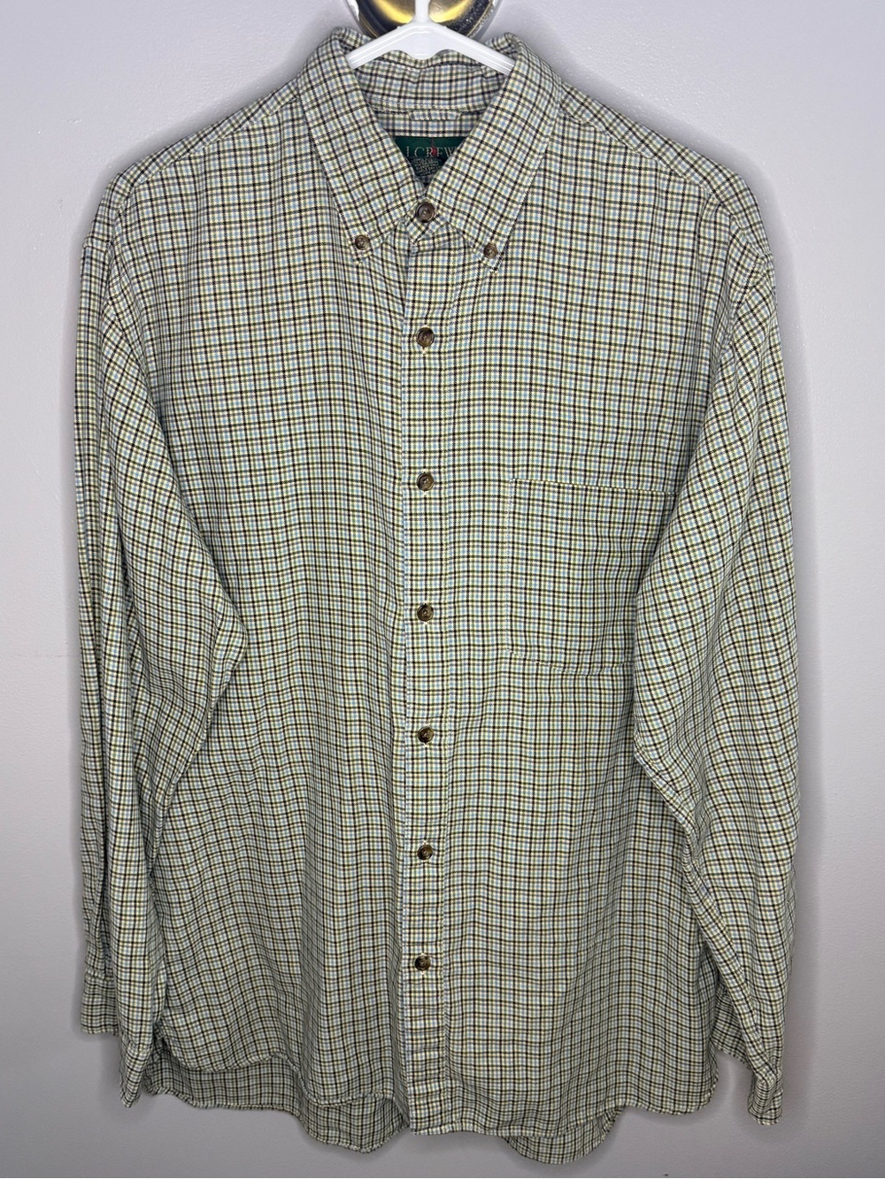 Vintage J.Crew Men’s Plaid Button Down Shirt Long Sleeve Cotton Button Collar